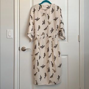ASOS Pencil Dress with Wrap Back in Bird Print